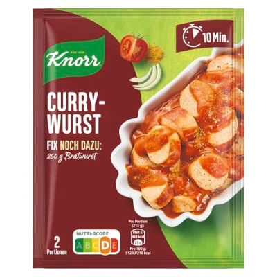 Abbildung von Knorr Fix Würzmischung Currywurst für eine würzige Bratwurst ohne geschmacksverstärkende Zusatzstoffe und Farbstoffe 36 g 1 Stück