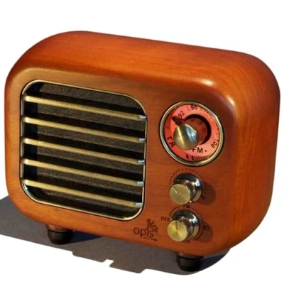 Abbildung von Opis Radio 3 Kirschholz Retro Bluetooth Lautsprecher/Kleines mit Bluetooth/Bluetooth Lautsprecher Design/Retro Look