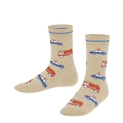 Abbildung von FALKE Unisex Kinder Socken Police and Fire Cars K SO Baumwolle gemustert 1 Paar, Beige (Sand Melange 4650) neu umweltfreundlich, 19 22