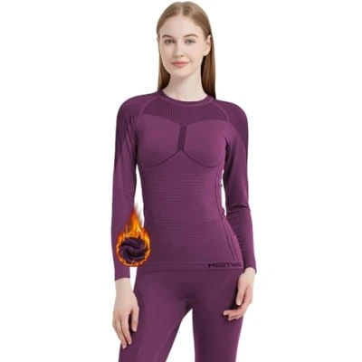 Abbildung von MEETWEE Thermounterwäsche Funktionsunterwäsche Damen, Skiunterwäsche Winter Set Atmungsaktiv Lange Thermo Unterwäsche Suit Thermowäsche Unterhemd + Unterhose