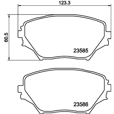 Abbildung von HELLA 8DB 355 009 741 Bremsbelagsatz nicht für Verschleißwarnanzeiger vorbereitet TOYOTA: RAV4 II SUV