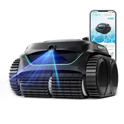 Abbildung von WYBOT C2 Vision AI Kamera Kabelloser poolroboter mit Akku, Boden und Wand, Zweischicht Filterung, bürstenloser Motor, leistungsstarke Absaugung, für Eingelassene Pools bis zu 180㎡