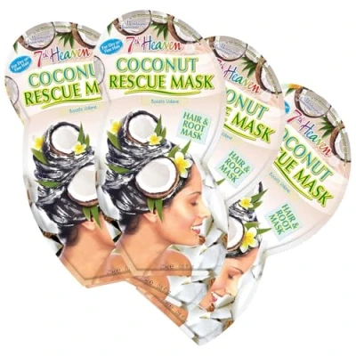 Abbildung von 7th Heaven &#039;Coconut Hair and Root Rescue Mask&#039; mit abschreckendem Kokosnussöl und proteinreicher Quinoa zur Stärkung Steigerung des Volumens, 4 Stück (1erPack)