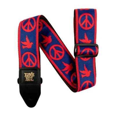 Abbildung von Ernie Ball Jacquard Gitarrengurt Red &amp; Blue Peace Love Dove