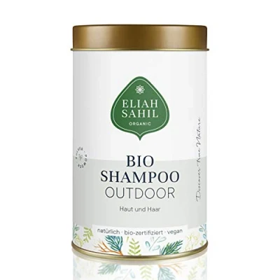 Abbildung von ELIAH SAHIL Bio Outdoor Shampoo von Pulvershampoo für Haut und Haar 100 Gramm 100% zertifizierte Naturkosmetik Vegan Hair &amp; Body Damen Herren