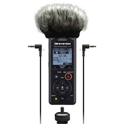 Abbildung von OM SYSTEM LS P5 Videokamera Kit, Hi Res Audiorekorder inkl. Windschutz, Blitzschuhadapter, 3,5 mm Audiokabel, mit TRESMIC II 3 Mikrofonsystem, 16 GB Speicher, 37h Laufzeit