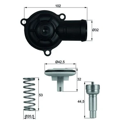 Abbildung von MAHLE ORIGINAL TI 220 87D Kühlwasserthermostat 87 mit Dichtung VOLKSWAGEN: Polo V Schrägheck, IV Golf 5 Schrägheck