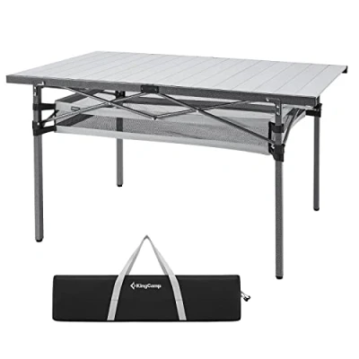 Abbildung von KingCamp Campingtisch klappbar mit Tragetasche Klapptisch Aluminiumrahmen Aufrollbare Tischplatte(136x70 cm) für 4 6 Personen faltbar belastbar bis 80 kg,Silber,XL