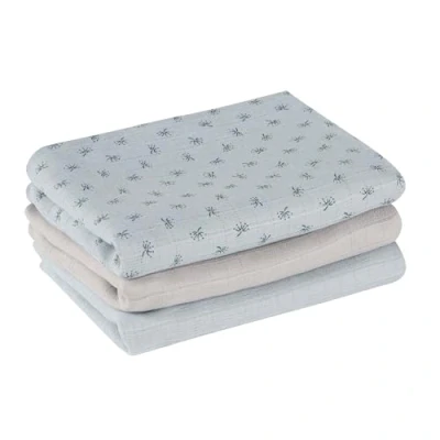 Abbildung von roba organic 3er Windel Set Lil Planet 80 x cm Musselin Textilwindeln aus Bio Baumwolle GOTS &amp; Oeko Tex 100 zertifiziert Hellblau