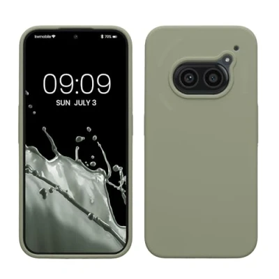 Abbildung von kwmobile Hülle kompatibel mit Nothing Phone 2a / Plus Silikon Handy Case Handyhülle weiche Oberfläche kabelloses Laden Graugrün