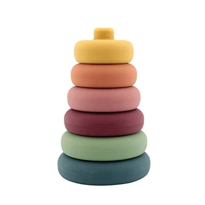 Abbildung von Nuby Spielzeug Pyramide aus Silikon Motorik und Lernspielzeug Stapelturm für Baby Kleinkinder Mehrfarbig 6+ Monate