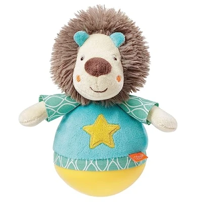 Abbildung von Fehn Stehaufmännchen Baby Löwe Stehauffigur Motorikspielzeug zum Greifen, Fühlen und Stupsen Babyspielzeug mit Stehauf Funktion Glöckchen für Babys Kleinkinder ab 0+ Monaten