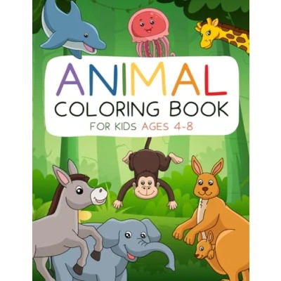 Abbildung von Animals Coloring Book for Kids Ages 4 8: Bold and Easy Pages Children to Color with Cute Happy Animal Designs
