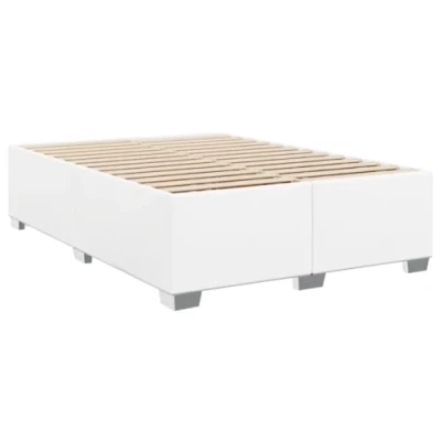 Abbildung von vidaXL Bettgestell, Bettrahmen mit Lattenrost, Polsterbett Bett für Schlafzimmer, Doppelbett Schlafzimmerbett, Weiß 140x190cm Kunstleder