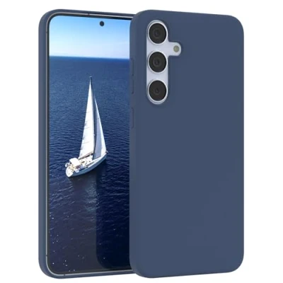 Abbildung von EAZY CASE Premium Silikon Handyhülle kompatibel mit Galaxy S25 Plus Slimcover Kameraschutz und Innenfutter, Silikonhülle, Schutzhülle, Bumper, Handy Case, Hülle, Softcase, Blau