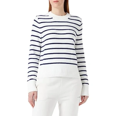 Abbildung von Tommy Hilfiger Damen Pullover 1985 Strickpullover, Weiß (Breton Stripes/Ecru/Desert Sky), L