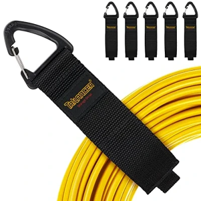 Abbildung von Verlängerungskabel Organizer &amp; Aufhänger (6er Pack). Flexible Klettbänder mit Dreieckschnalle für Kabel, Seile, Schläuche. Organisation und Aufbewahrung in Haus, Garage Werkstatt，Designpatent