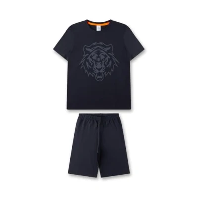 Abbildung von Sanetta Jungen Schlafanzug Blau Hochwertiger und bequemer aus Baumwoll Modal Mix für Jungen. Pyjamaset 140