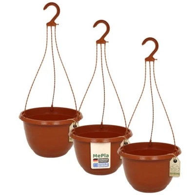Abbildung von Heimwerkercenter Blumentopf MePla 3 Stück Ampel ORION UV beständiger Blumenampel ø25cm Terra
