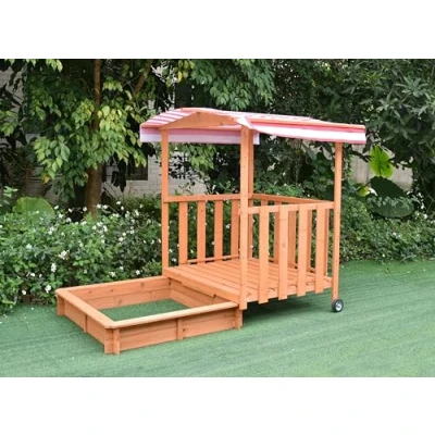 Abbildung von Mucola Sandkasten Sandkiste Holz Dach Sandbox Plane Kinder Spielhaus Sitzbank, (Stück, 1 tlg., Sandkasten), Bereits imprägniert (biologisch unbedenklich)