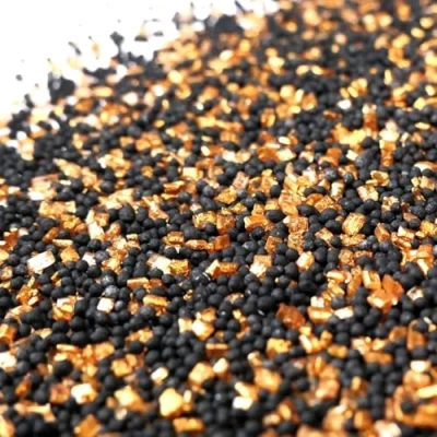 Abbildung von Streuselheld Schwarz/Gold 40g Streusel zum Dekorieren und Verzieren von Gebäck aller Art wie Torten Kuchen Keksen Zuckerstreusel