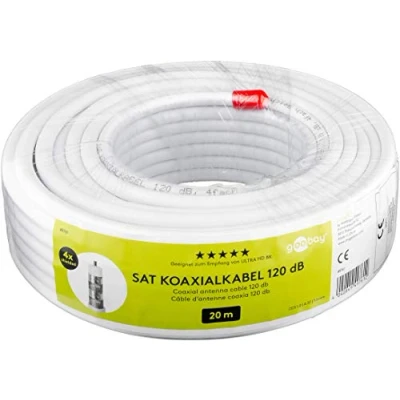 Abbildung von Goobay 49761 SAT Koaxialkabel Satellitenkabel 120 dB / Antennenkabel 20m 4fach geschirmt Kabelfernsehen HDTV DVB T S Fernsehkabel CCS Koax Kabel Weiß