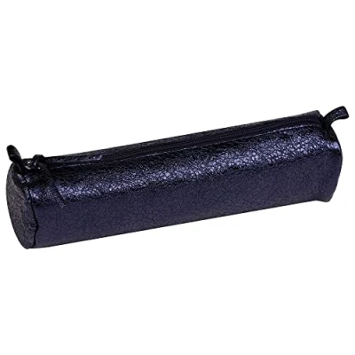 Abbildung von Clairefontaine 410025C Schlampermäppchen aus Leder Celeste Rund Ø5,5 x 22cm, 1 Stück, Lazer Blau