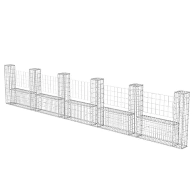 Abbildung von vidaXL Gartenzaun Gabionenkorb U Form Stahl 570x20x100 cm, (1 St)