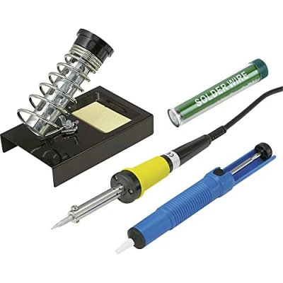 Abbildung von Basetech Lötkolben Starter Set 30 W, inkl. Lötzinn, Ablage, Entlötsaugpumpe, Lötspitze