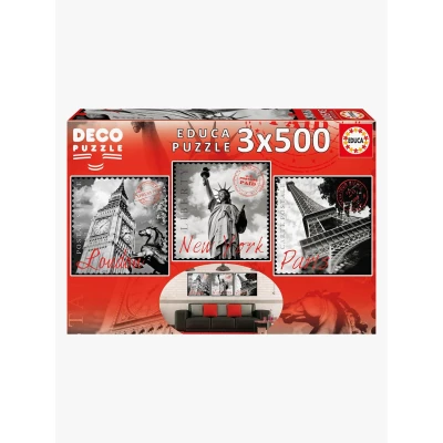 Abbildung von Educa Puzzle 9217096 Big Cities Deco 3 x 500 Teile