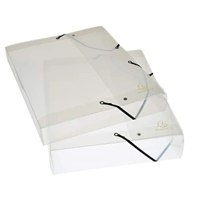 Abbildung von Exacompta 5972E Packung (mit 8 Archivboxen Crystal aus PP, robust und strapazierfähig, mit Gummizugverschluß, DIN A4, Rücken 40mm) kristall, Stück