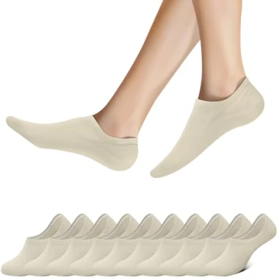 Abbildung von Falechay Sneaker Socken Damen Herren Füßlinge Unsichtbare 10 Paar Beige 35 38