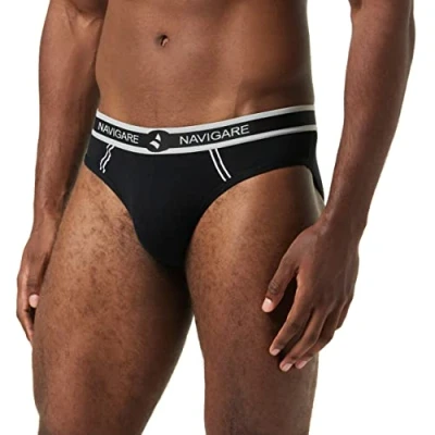 Abbildung von Navigare Herren 314 Slip, Mehrfarbig Bianco/Nero/ Blu/Grigio, Medium (Herstellergröße:4), 6 er Pack