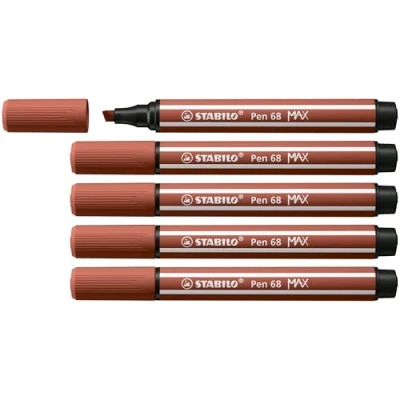 Abbildung von Premium Filzstift mit dicker Keilspitze STABILO Pen 68 MAX 5er Pack siena
