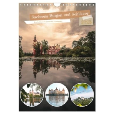 Abbildung von Sachsens Burgen und Schlösser Beschreibbarer Kalender mit Ortsangaben (Wandkalender 2025 DIN A4 hoch), CALVENDO Monatskalender