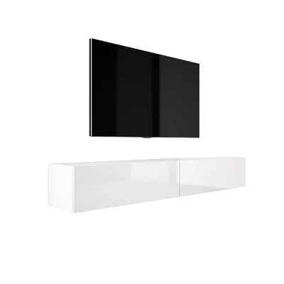 Abbildung von Hängendes TV Schrank (B: 2 X 100 cm, H: 34 T: 32 cm) in Weiß Matt &amp; Hochglanz