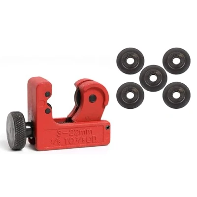 Abbildung von ROTHENBERGER Industrial MiniCut Rohrabschneider inkl. 5x Ersatzschneidrad Ø 3mm 22mm (1/8&quot; 7/8&quot;) Rohrtrenner Rohrschneider für Kupfer , Messing Aluminium und dünnwandigen Stahlrohre