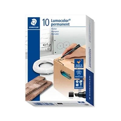 Abbildung von STAEDTLER 350 9 Marker Lumocolor, permanent, Keilspitze, schwarz, 1 Stück (10er Pack)