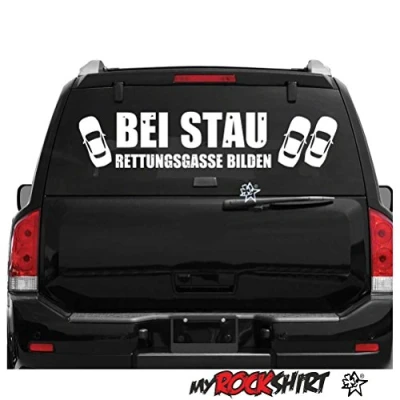 Abbildung von myrockshirt Bei Stau Rettungsgasse bilden ca. 80x20 cm Aufkleber,Sticker,Autoaufkleber,Heckscheibe,Lack,Auto,Feuerwehr,Rettungsdiens