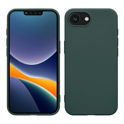 Abbildung von kwmobile Hülle kompatibel mit Apple iPhone SE 2025 / 4 4. Generation weiches TPU Silikon Case Cover geeignet für kabelloses Laden Blaugrün