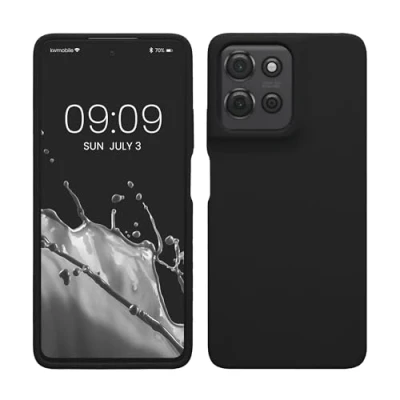 Abbildung von kwmobile Hülle kompatibel mit Motorola Moto G75 5G Silikon Handy Case Handyhülle weiche Oberfläche kabelloses Laden Schwarz