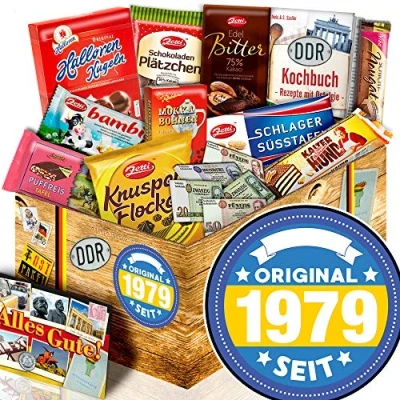 Abbildung von Original seit 1979 / Schokoladen Box DDR L/Präsentkorb Geburtstag