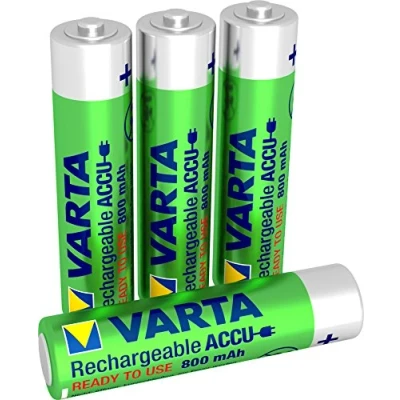 Abbildung von VARTA Rechargeable Accu Power vorgeladener AAA Micro Ni Mh Akku (4er Pack, 800 mAh) , wiederaufladbar ohne Memory Effekt sofort einsatzbereit