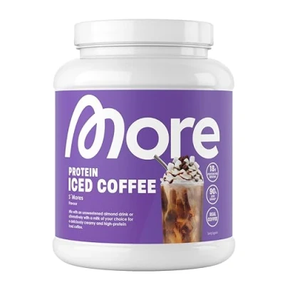Abbildung von MORE Protein Iced Coffee, 500g, S&#039;Mores, Eiskaffee mit wertvollen Proteinen, wenig Zucker und Fett made in Germany