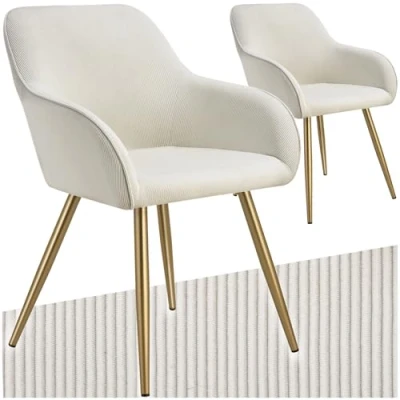 Abbildung von tectake Esszimmerstuhl Marilyn (2er Set, 2 St), gepolstert, in Cordoptik