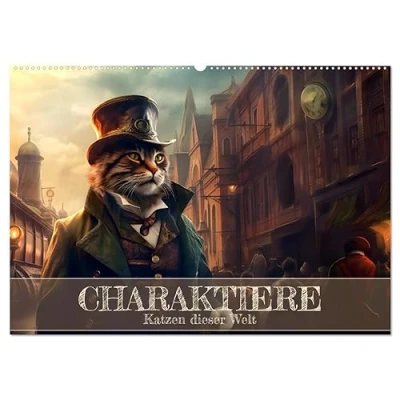 Abbildung von Charaktiere Katzen dieser Welt (Wandkalender 2025 DIN A2 quer), CALVENDO Monatskalender