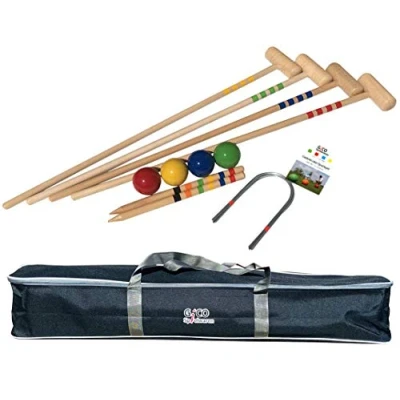 Abbildung von GICO Spielzeug Gartenset Krocket Set Adult 4 Spieler Länge 100cm Transporttasche 3244, Schläger:4x100cm (Erwachsenenlänge)