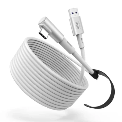 Abbildung von KIWI design Link Kabel 6M Kompatibel mit Meta Quest 3S/Quest 3 Zubehör, 2/Pro/Pico 4 PC Steam VR, USB 3.0 5Gbps Super Speed (Weiß)
