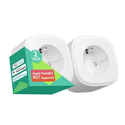 Abbildung von meross Smart WLAN Steckdose, Intelligente Alexa kompatibel mit Alexa, Google und SmartThings, Sprachsteuerung, Fernbedienung Zeitplan, 2er Pack, 2,4Ghz 3840W 16A, MSS210KIT