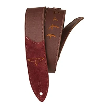 Abbildung von PRS Guitars Premium Leder 5,1 cm Gurt bestickt Vögel Burgund (ACC 3167)